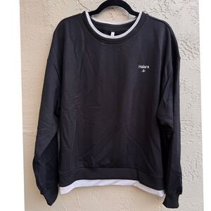 Halara NEW Black Layered Crewneck Sweatshirt Minimalist Athleisure Casual
